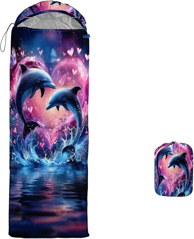 AILONEN Pink Flamingo Sleeping Bag for Kids GirlsWarm and Cool WeatherLightweightWaterproof BackpackingTropical Flamingo Theme Palm Leaves Sleeping Bag for Camping