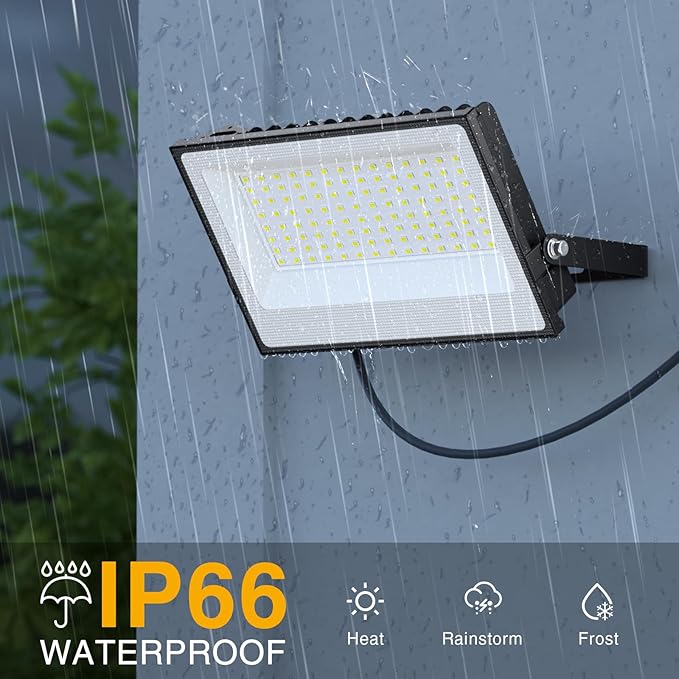 Onforu 150W LED Flood Light Outdoor15000LM Security Lights IP66 Waterproof Outdoor Floodlight 2 Pack 6500K Daylight White LED Exterior Lighting for Basketball Court Stadium Playground