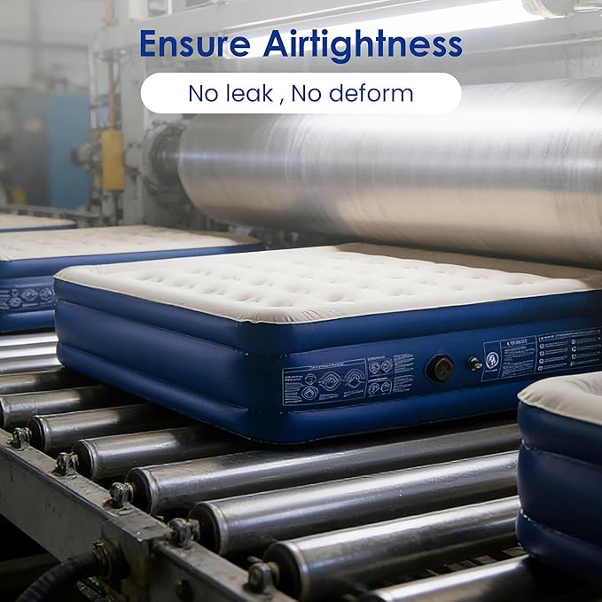Lamberia Air Mattress with Built in 2 Purpose Pump 18 Raised 660lbs Max Comfort Inflatable Mattress Blow up Mattress Portable Air Bed for Camping Guests Home Colchon(Blue GreyQueen)