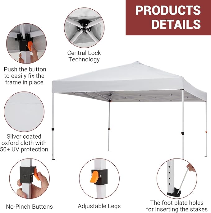10x10ft Easy Pop-Up Canopy Outdoor Screen Tent with Mesh Mosquito Netting Side Walls Pop Up Tent Waterproof Outdoor Screen Shed for Camping Picnic Party Deck Yard Events