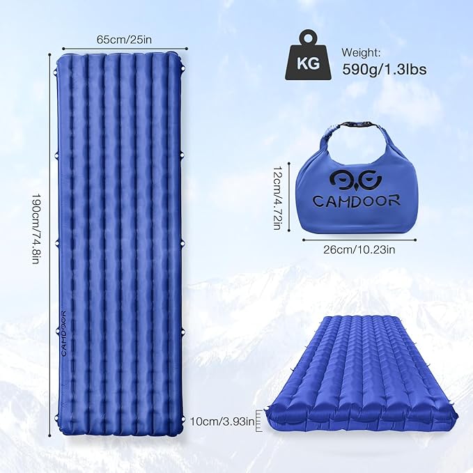 Inflating Sleeping Pads Ultralight Sleeping Pad Insulated - Camping Mattress for Backpacking Hiking with Bag Compact Sleeping Mat for Camping