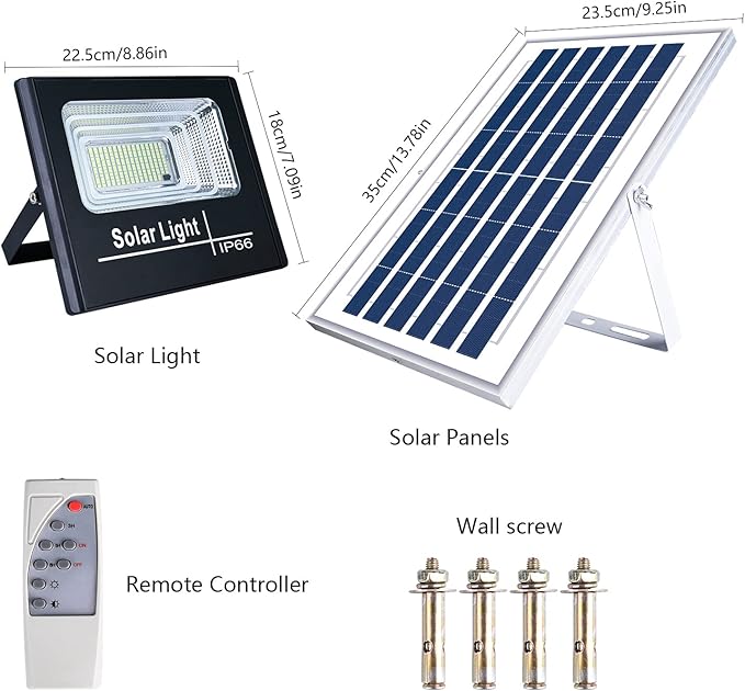 UT Solar Outdoor Security Light - 87 LEDs Equiv. 40W LED Flood Light IP66 Waterproof with Remote Control Auto Dusk to Dawn Sensor for Yard Porch Balcony