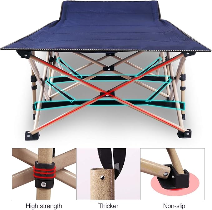 REDCAMP Folding Camping Cots for Adults Heavy Duty 28 Extra Wide Sturdy Portable Sleeping Cot for Camp Office Use Blue