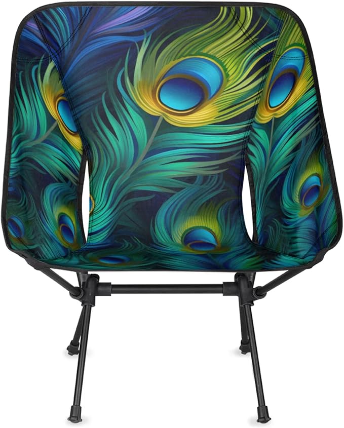 Honeybaby Folding Camping Chair Fairy Peacock Feathers Camping Chairs Lightweight Portable Chair Outdoor Foldable Chairs for Camping Travel Picnic Beach Hiking