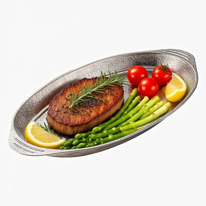 Titanium Fish Plates Oval Serving Dishes Large Capacity Dual-Ear Design Extra-Thick Flat Bottom Perfect for Camping Picnics Outdoor Dining &amp Home Use (S)
