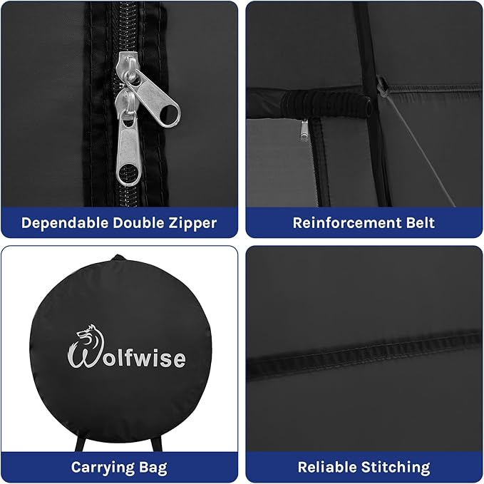 Wolfwise Pop Up Shower Tent Portable Instant Changing Tent with Ventilation Window &amp Carry Bag Privacy Bathroom Toilet for Beach Camping &amp Outdoor Width 47  Height 75  Black