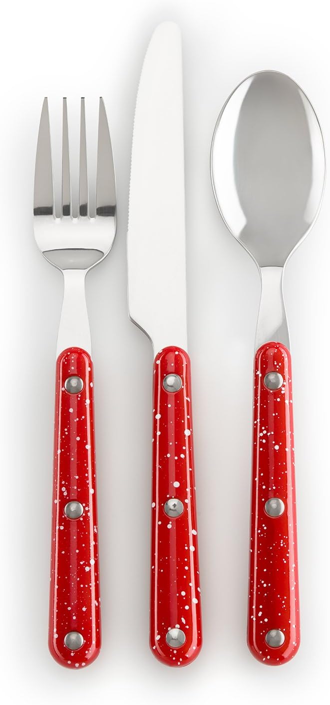 GSI Outdoors Pioneer Red 12 Piece Cutlery Set Camping Flatware