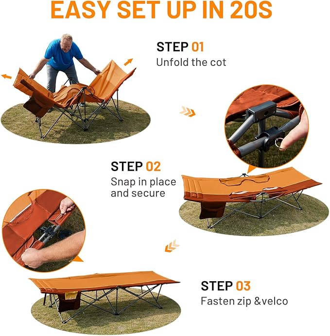 TIMBER RIDGE Extra Wide Heavy Duty Camping Cot for Adult Easy Set Up Oversized Sleeping Cot with Carry Bag for Camping Travel and Outdoors Support up to 450lbs