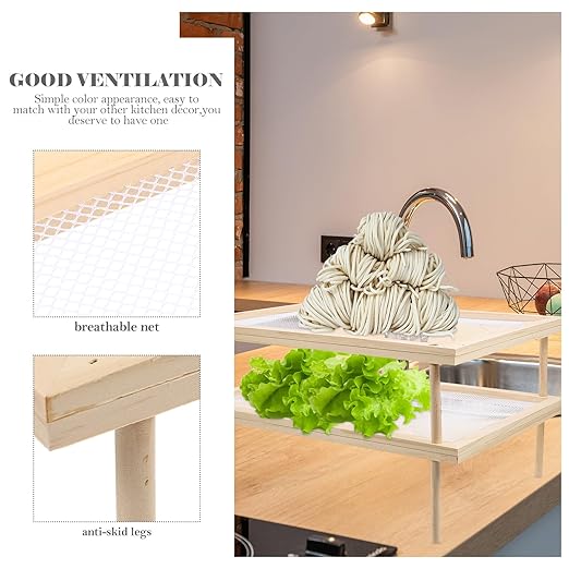Double-Layer Spaghetti Rack Pasta Drying Stand Household Vegetable and Fruit Drying Rack Kitchen Storage Organizer for Homemade Noodle Preparation