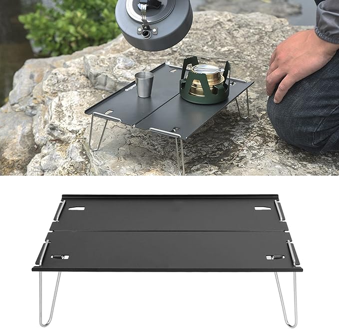Camping Table 11.7 X 8.3 X 3.3in Portable Ultra Light Aluminum Alloy Folding Camp Side Table for Backpacking Camping Hiking Hunting Fishing