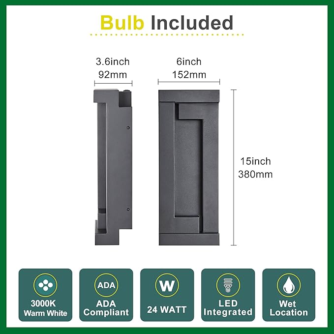 Dusk to Dawn Outdoor LED Wall Lights Exterior Front Porch &amp Patio Light Photocell Sensor Wall Sconce Lamp IP65 Waterproof Anti Rust Outside Lighting for House Doorway Garage