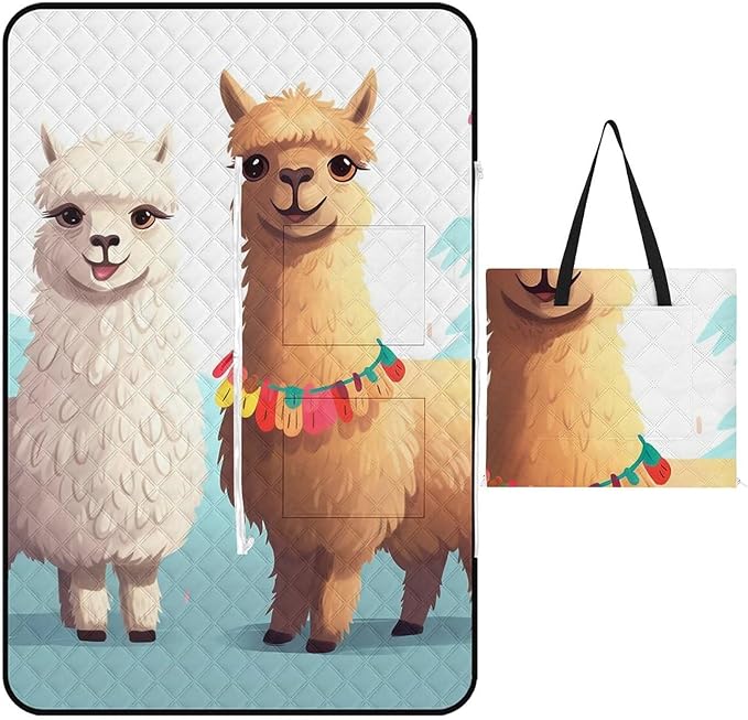 Zipper Llama Alpaca Style Picnic Mat Suitable for Travel Camping Park Or Home Use