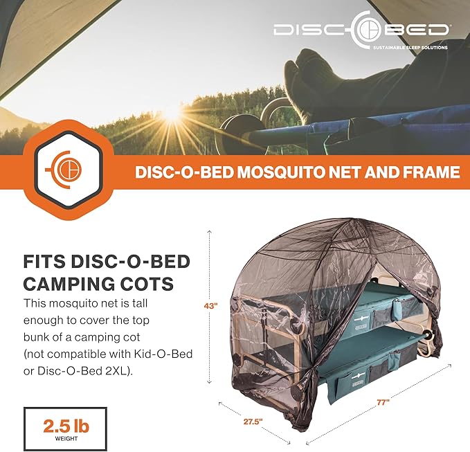 Disc-O-Bed Mosquito Net and Frame for Cam-o-Bunk Camping Cots Green