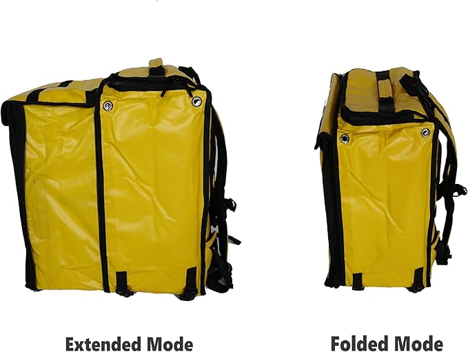 PK-GV: Extendable Food Delivery Rucksacks Flexible Pizza Takeaway Bags Delivery Backpacks with Cup HoldersYellow
