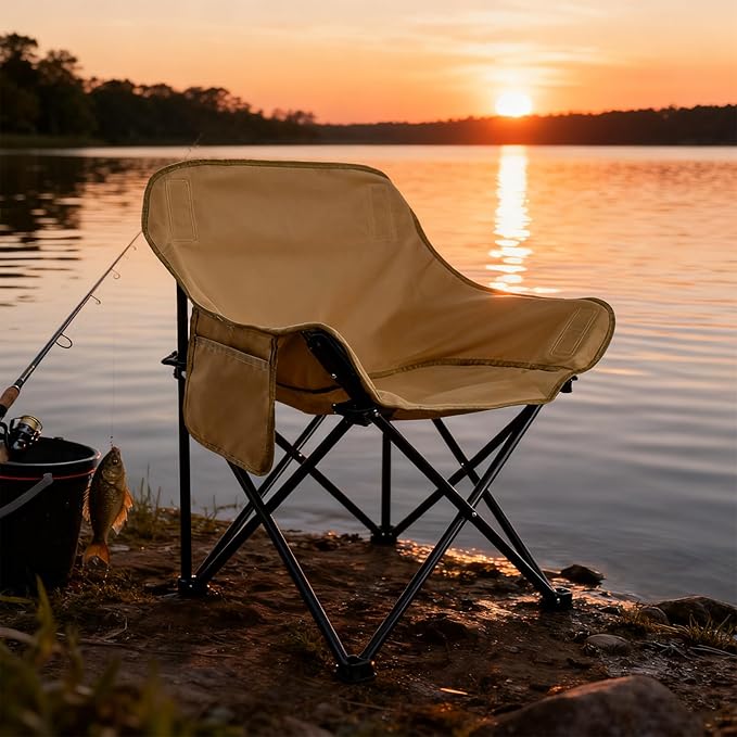 CTESNE【Lightweight &amp Portable】Folding Camping Chair 2.2lbs Outdoor Chair with Side Pocket &amp Storage Bag Folding Chair for Camping Hiking Beach Picnic Indoor Use