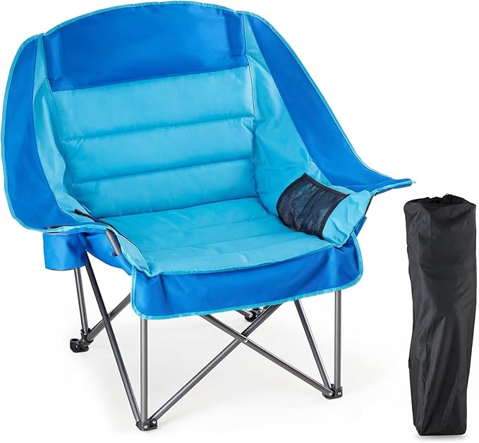 DUMOS Oversized Camping Chair for Adults - 450lbs Heavy Duty Folding Chair with Cup Holder &amp Side Pockets Portable Chair for Camping Fishing Hiking Picnic