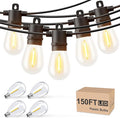 Svater Outdoor String Lights 150 FT Patio Lights for Outside with Shatterproof Bulbs IP65 Waterproof Commercial Grade LED Hanging Light for Backyard Bistro Market Cafe Black