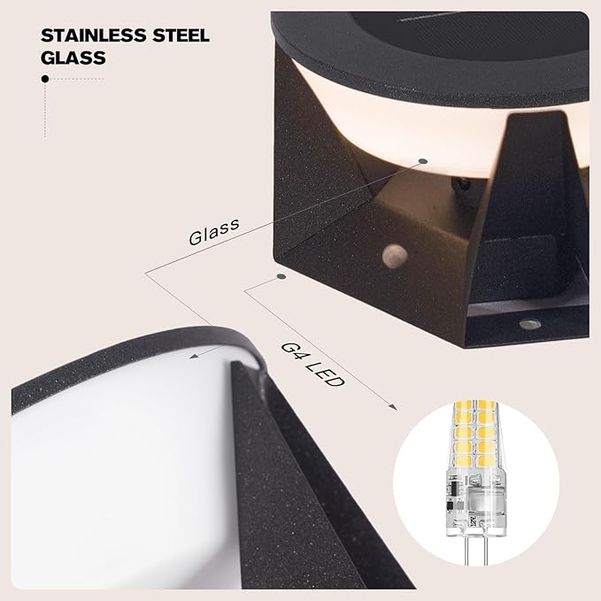Solar Post Lights Outdoor 7.1 Solar Lamp Post Light IP54 Waterproof Outdoor Pillar Lights 3000K Column Lighting Dusk to Dawn Modern Pillar Light for Column Patio Deck Yard Garden Fence