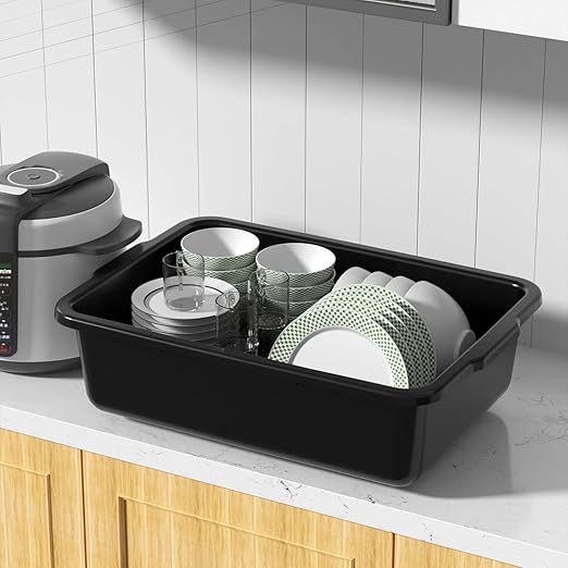 6 Packs 24 L Plastic Commercial Bus Tub Food Service Bus Tub Black