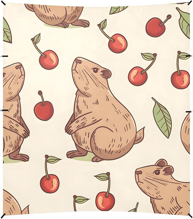 Capybaras Cherry Camping Sun Shelter Beach Tent Portable Beach Sun Shade Outdoor Canopy for Camping Trips Fishing Picnic