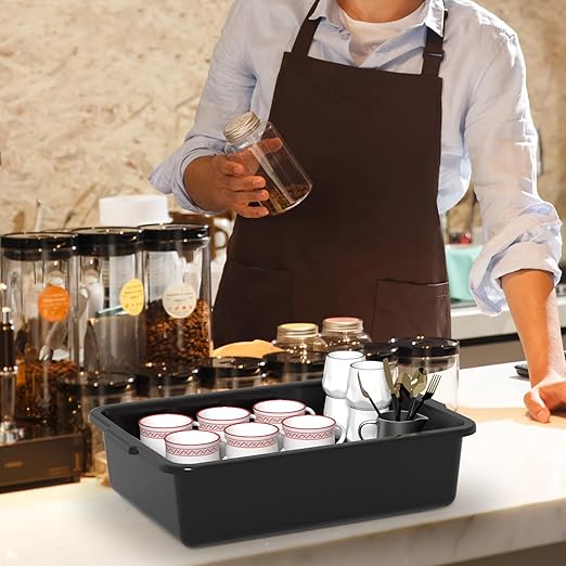 8 Liters Small Commercial Plastic Bus Tubs Black Plastic Bus Boxes for Restaurant 5 Packs