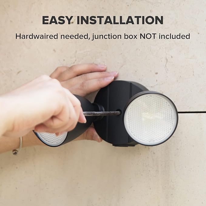 UME 2-Packs 2500 Lumen 32 Watt 28 LED Dual-Head Floodlight Outdoor Full Metal Design Waterproof Exterior Security Wall Light 5000K for Patio Garden Yard-Black