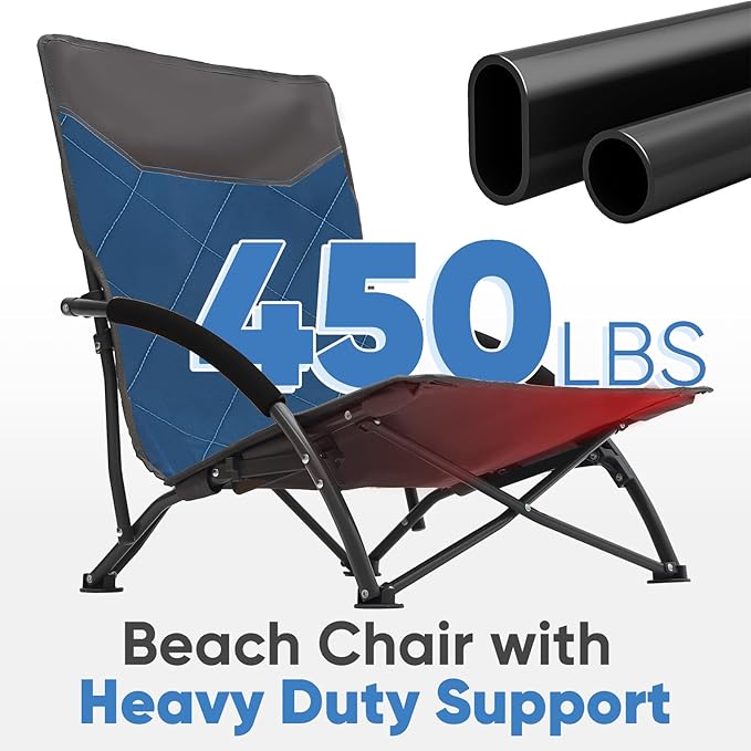 Sekey Portable Beach Chair Lightweight Camping Chair with Carry Bag Low Folding Beach Chair for Adults Compact Ourdoor Chair for Picnic Fishing and Sports Events Blue