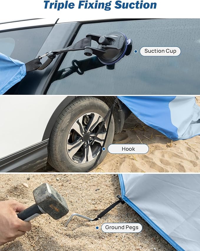 JOYTUTUS Camping Privacy Shelters Hatchback Changing Room with Magnets &amp Suction Cups Easy Setup SUV Tailgate Tent Waterproof Car Cabana for Camping Beach Picnic Toilet Fits SUV Van Truck