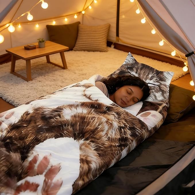 Fluffy Cat Sleeping Bag for Adults Washable Warm 68.89 Inch Cat Sleeping Bag for Human Used for Camping &amp Home Lounging Adults Cozy Sleep &amp Relaxation