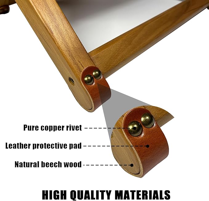 Foldable Leather Stool Portable Beech Wood Artist Folding Stool Italian Top Vegetable Tanned Leather Seat Home Fashion Genuine Leathers Director’s Stools for Home Outdoor Camping Fishing