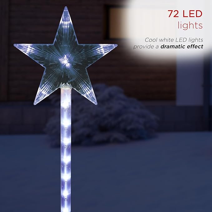 Alpine Corporation Holiday Décor Shooting Star Garden Stake with LED Lights 4-Pack Christmas Decoration