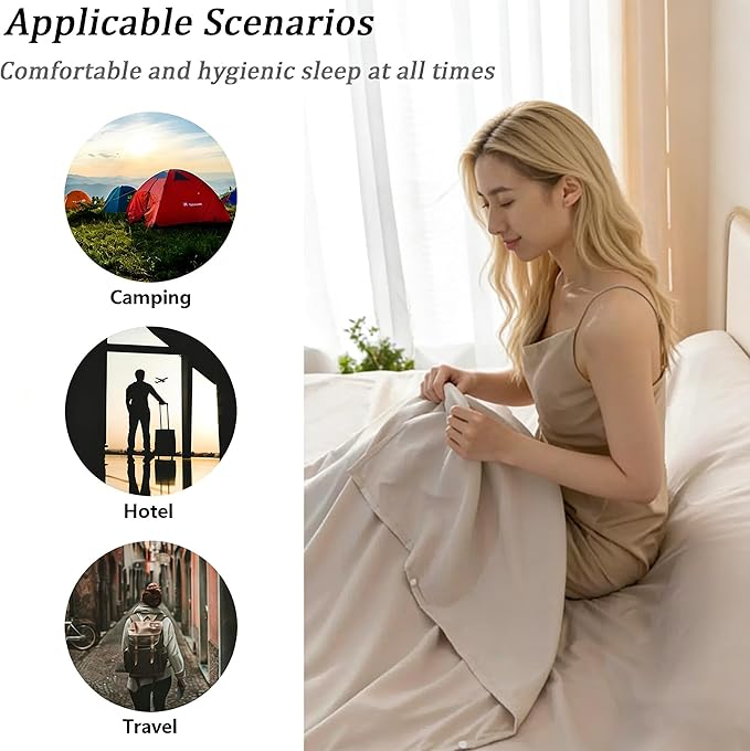 Sleeping Bag Liner Ultralight Sleep Sack Travel Sheets for Adults Liners Lightweight Double Camping Inner Hostel Fresh Back Hiking Bed