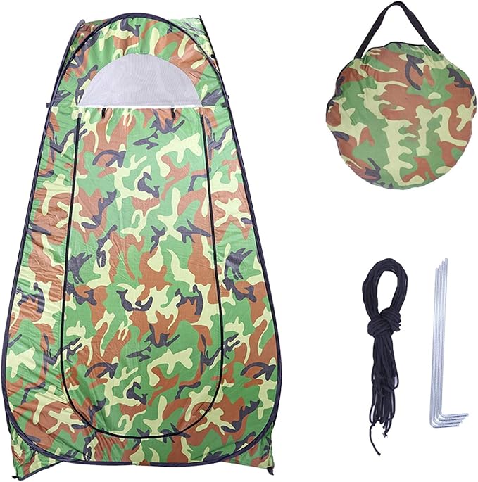 Portable Pop Up Privacy Shower TentInstant Portable Outdoor Rain Shelter with Carry BagCamp Toilet for Hiking &amp BeachLightweight &amp SturdyEasy Set Up (Camouflage)