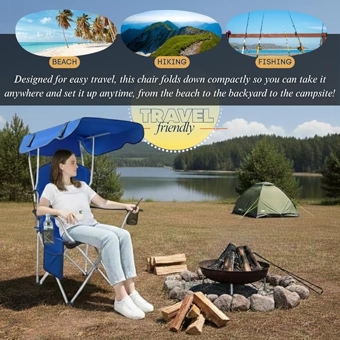 Amazing for less Folding Chair – Portable Outdoor Camping &amp Beach Chair (Blue (Shade) (2-Pack))