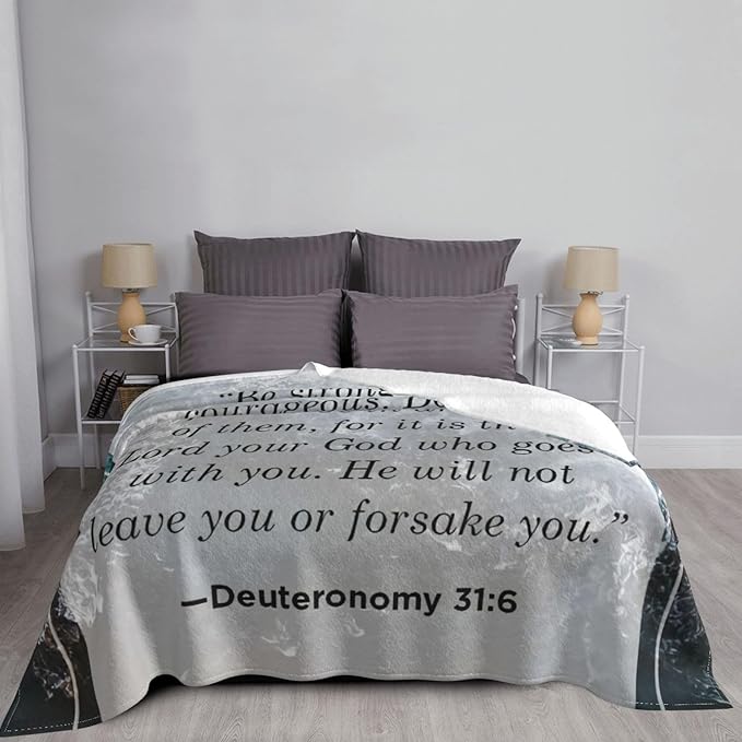 50X40 Deuteronomy 31 ：6 Lightweight Flannel Blanket - Soft and Breathable Polyester Suitable for Travel Camping and Home Decoration