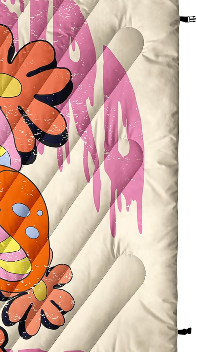 Axolotl Mushroom Printed Camping Blanket Orange Pink Flowers Lightweight Packable Outdoor Blanket Wild Mushrooms Puffy Backpacking Colorful Backpacking for Camping Sleeping Hiking Picnic