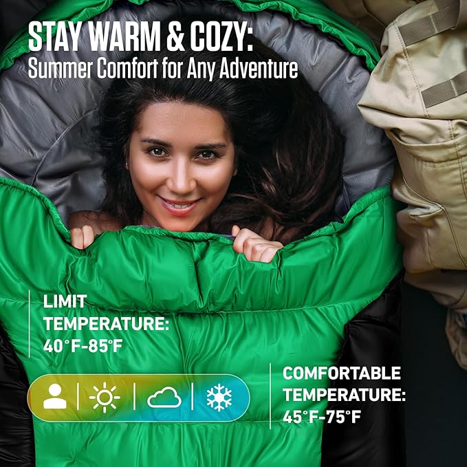 VENTURE 4TH Backpacking Sleeping Bag – XXL Double and Single Sizes - Lightweight Warm &amp Cold Weather Sleeping Bags for Adults Kids &amp Couples – Ideal for Hiking Camping &amp Outdoor Adventu