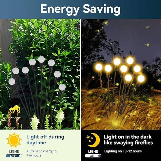 Solar Garden Lights Outdoor Waterproof 4 Pack 32 LED Swaying Firefly Lights Outdoor Decor Light for Pathway Party Christmas Decoration Unique Gifts for Women Warm White