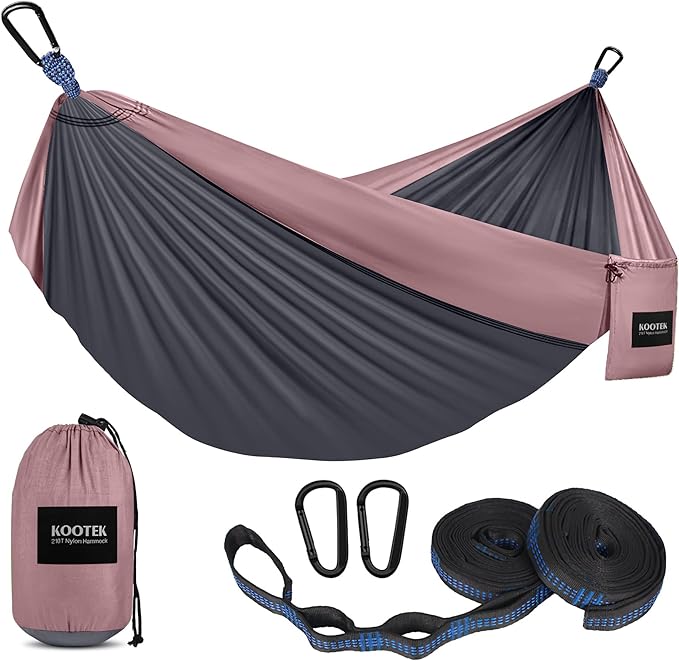 Kootek Camping Hammock Portable Hammocks with Tree Straps &amp Attached Carry Bag Camping Essentials Gear Perfect for Outside Indoor Hiking Beach Backpack Travel