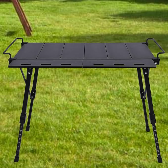 Aircity Folding Camping Table Portable Folding Aluminum Table with Adjustable Height for BBQ Camping Picnic Beach Travel and Outdoor Cooking