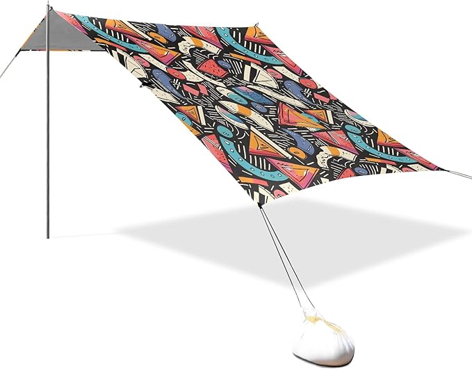 Camping Sun Shelters Colorful Graffiti Triangle Beach Canopy 126 * 110.2in
