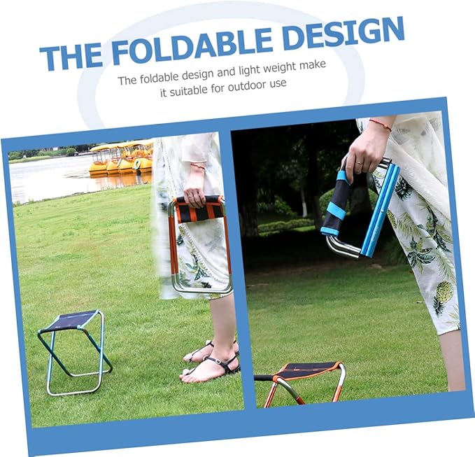 Portable Folding Stool Lightweight and Durable Mini Fishing Chair for Camping Beach and Outdoor Activities Multi-Functional Travel Seat Easy Storage and Carry Small Blue