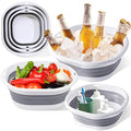 Collapsible Basin 3 Set Foldable Wash Basin Plastic Laundry Tub Space Saving Wash Tub for Dish Fruit Camping Laundry Hiking &amp Home (Grey)