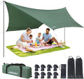 Camping Tarp 14 X 12FT Tarp with 2 Poles Waterproof &amp Lightweight Tent Tarp Car Awning UV UPF50+ Rain Fly Sun Shelter Can Used with Hammock in Outdoor Garden and Backpacking