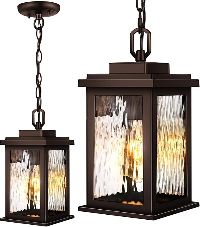 VIANlS Oil Rubbed Bronze Outdoor Pendant Light 1 Pack Outdoor Chandelier for Porch Hanging Outside Lights Lantern with Adjustable Chain Anti-Rust ORB Porch Lights Exterior Ceiling Fixtures