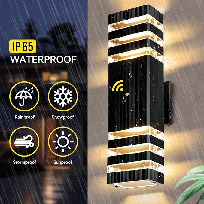 LED Square Up &amp Down Wall Lights 2 Pack 15inchOutdoor Wall Lights 3000K Aluminum Body Waterproof IP65 Exterior Light Fixtures Wall Mount Up Down Porch Lights Outdoor for House Porch Garage