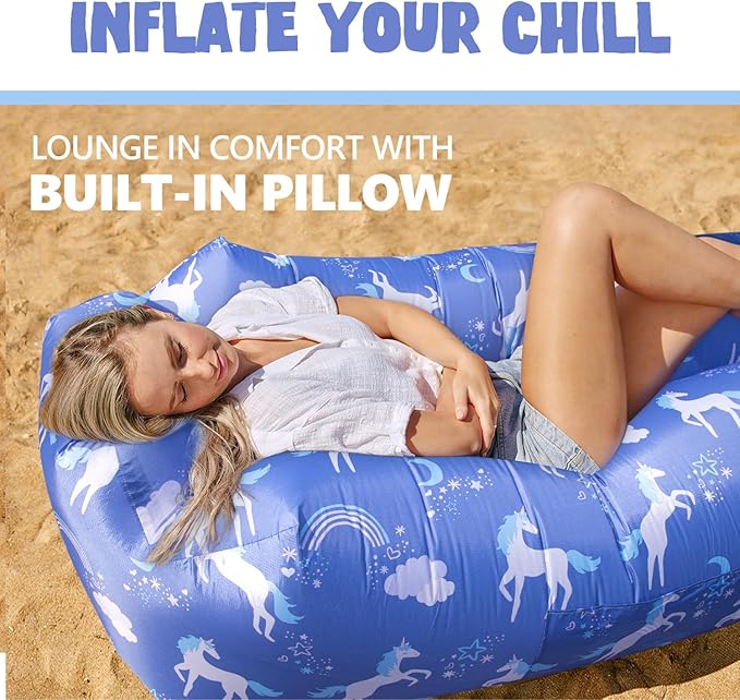 AlphaBeing Inflatable Lounger Beach Chair Accessories Air Sofa Hammock Inflatable Couch for Camping Backyard Lakeside with Compression Sacks Ideal Outdoor Gifts for Adults