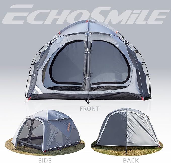 EchoSmile Tents for Camping Waterproof Windproof Tent with Multi-Pole 3-5 Person Spacious Dome Tent with Expandable Space for Shoes Packs &amp Wet Items Easy Setup Tent for Camping &amp Hiking