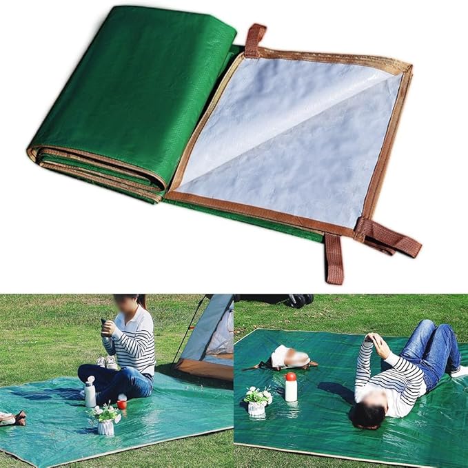 Outdoor Camping Tent Waterproof Camping Tarp Picnic Groundsheet Fit For Hiking Beach Car Cover Tent Floor Protection(2.4 * 2.4m)