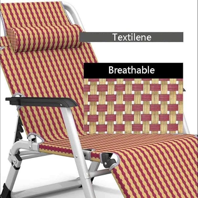 FWZJ Fashion Sun Loungers A Portable Folding Lounge Chair Home Office Nap Bed Outdoor Beach Bed Heavy Duty Padded Recliner Breathable and Comfortable